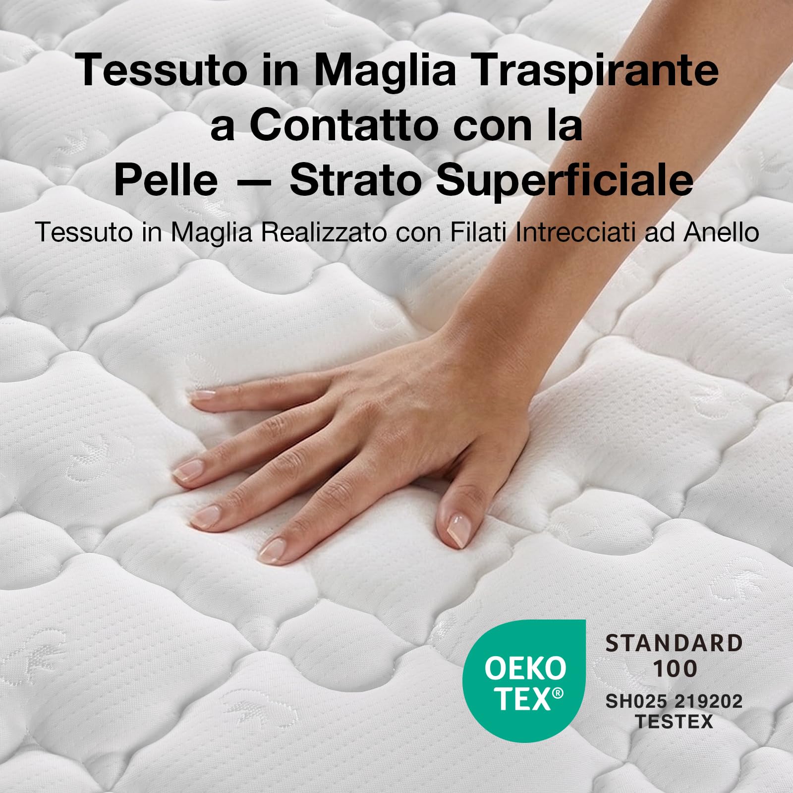 Novilla Materasso 140x200, Materasso Matrimoniale a Molle e Schiuma Altezza 20cm, Materasso a Molle Insacchettate Sostegno Perfetto, Confortevole e Traspirante, Mediamente Solido