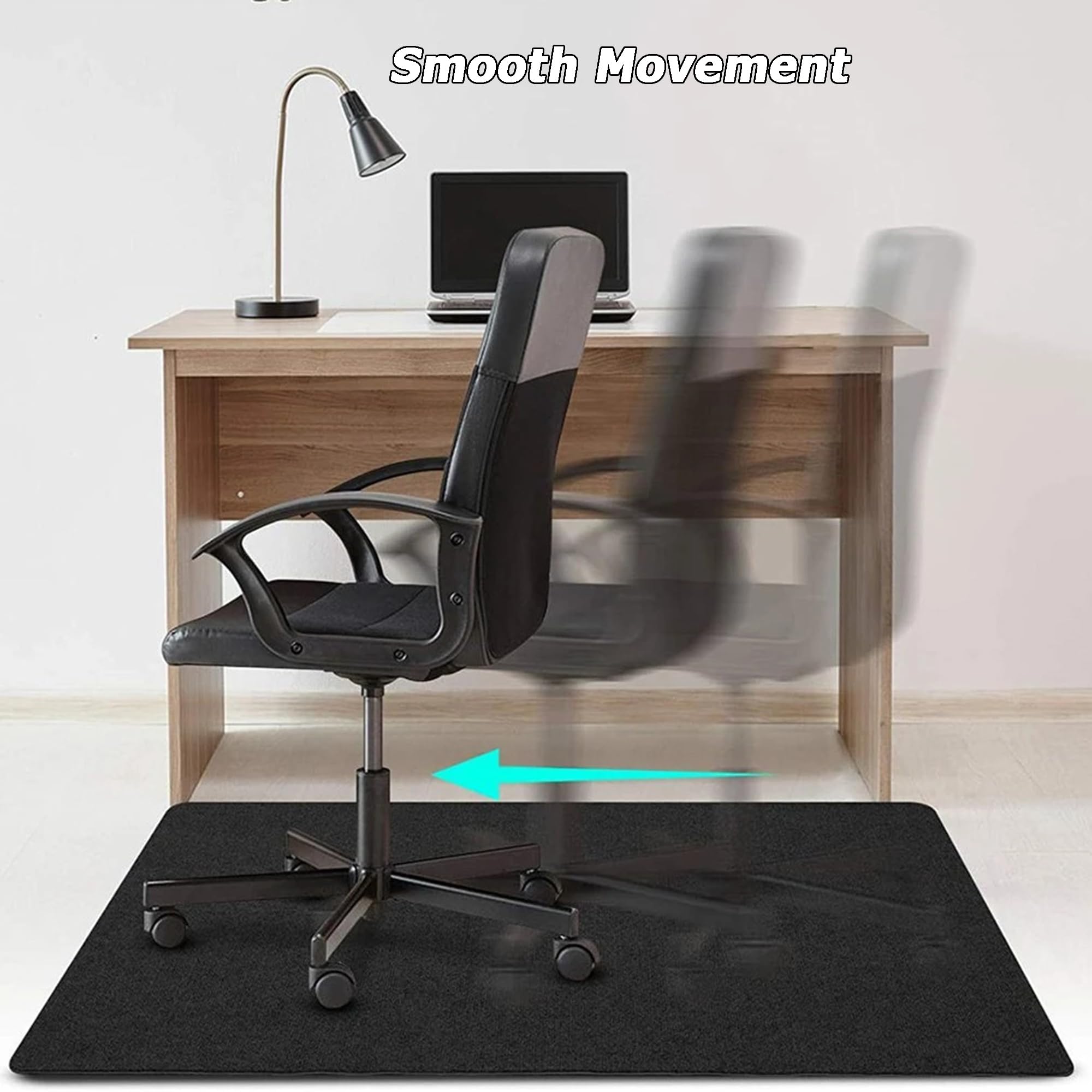 Tapis de chaise rectangulaire antidérapant pour bureau et jeux vidéo - Protection de sol anti-rayures - Durable - Multi-usage pour la maison et le bureau - 160 x 140 cm - Noir