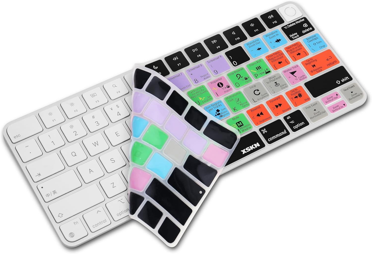XSKN Logic Pro Shortcuts US Layout Silicone Keyboard Cover Skin for Apple Since 2021 iMac 24 inch Magic Keyboard with Touch ID A3118 A2449 or Lock Key A3203 A2450