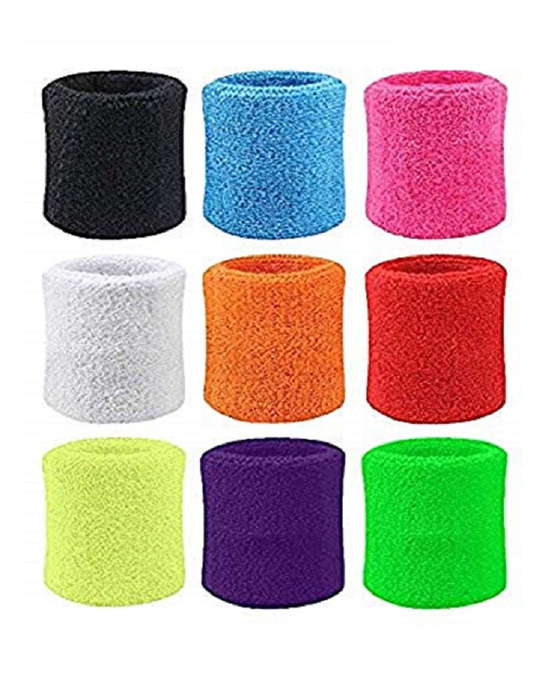 WickedFun® Plain Pair Wristbands Neon Colour Hen Party Fancy Dress Absorbent Wristband For Football Basketball, Running Athletic Sports (Assorted Colour)