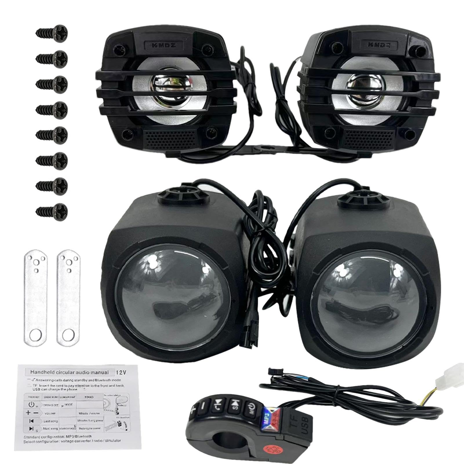 Motocyklowy system stereo, głośniki do montażu na kierownicy, dźwięk HiFi