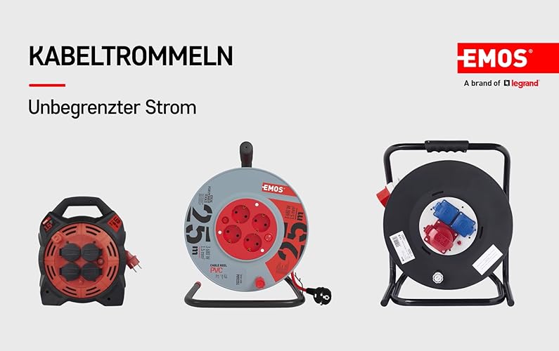 Bild 6 - EMOS - Kabeltrommel 25m - 4 Schuko-Steckdosen - 230 V, 16 A, 3680 W - hochwertige PVC-Isolierung - H05VV-F3G 1,5 mm2 - Überhitzungsschutz - IP20 für Innen