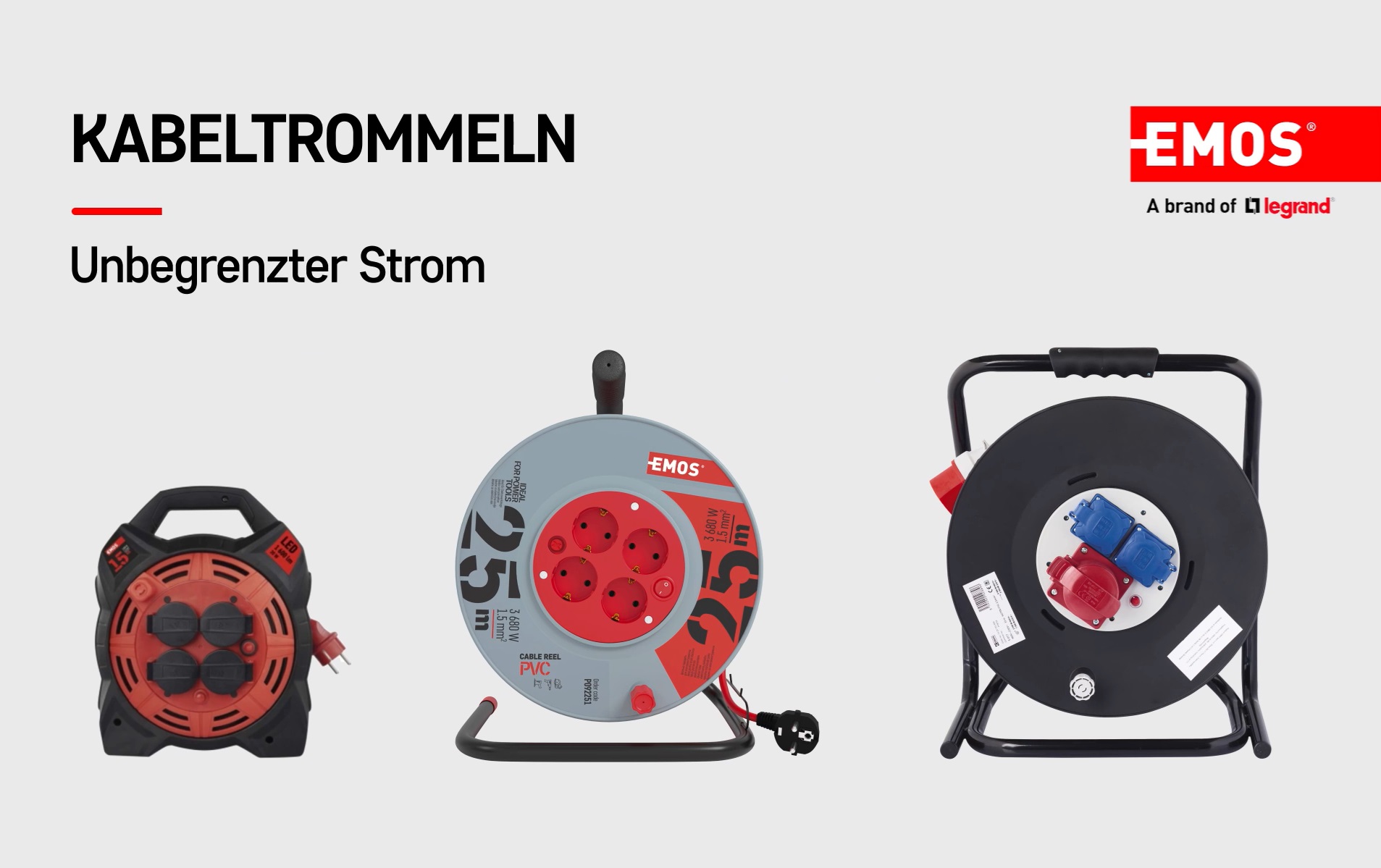 BTICINO Kabeltrommel 15m – 4 Schuko-Steckdosen, 16A, Thermoschalter, Schwarz, Mit Kabelhalter