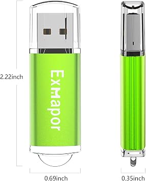 USB 2.0 Flash Drives Small Capacity Thumb Pen Drives 10 Pack (64MB, Green)