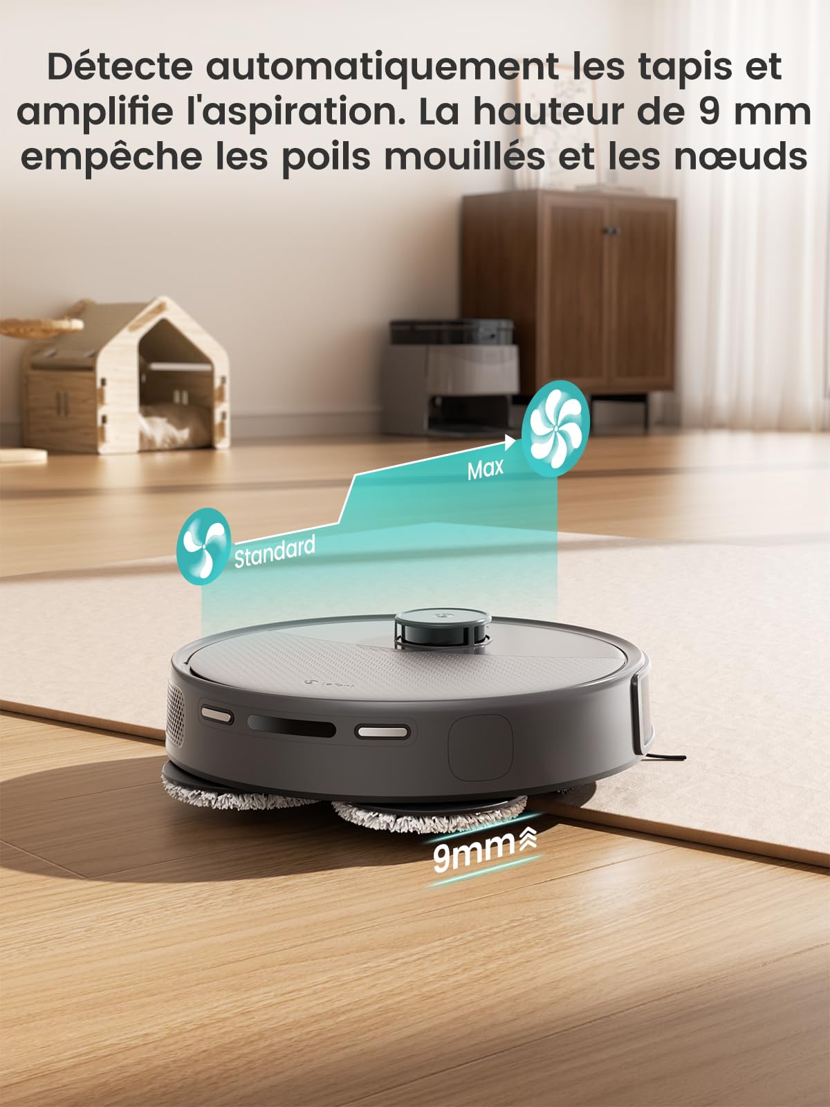 Lefant M3 Max Robot aspirateur avec Fonction de Balayage, 20000 Pa, Navigation LiDAR, autonomie de 220 Min, Commande vocale Intelligente, idéal pour Les Poils d'animaux, Les Cheveux, la poussière