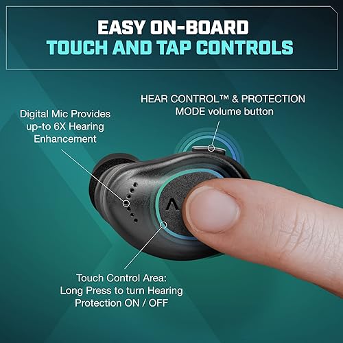 Miniatura 4 de AXIL XCOR PRO Auriculares inalámbricos Bluetooth — Auriculares HearPRO con control táctil — Mejora Bluetooth — Protección auditiva — Resistente al