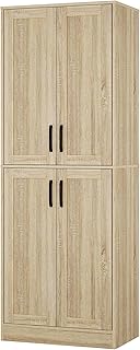 Storage Cabinet, Kitchen Cabinet with Doors & Shelf, Tall Storage Cabinet for Bathroom, Living Room, Entryway,Natural