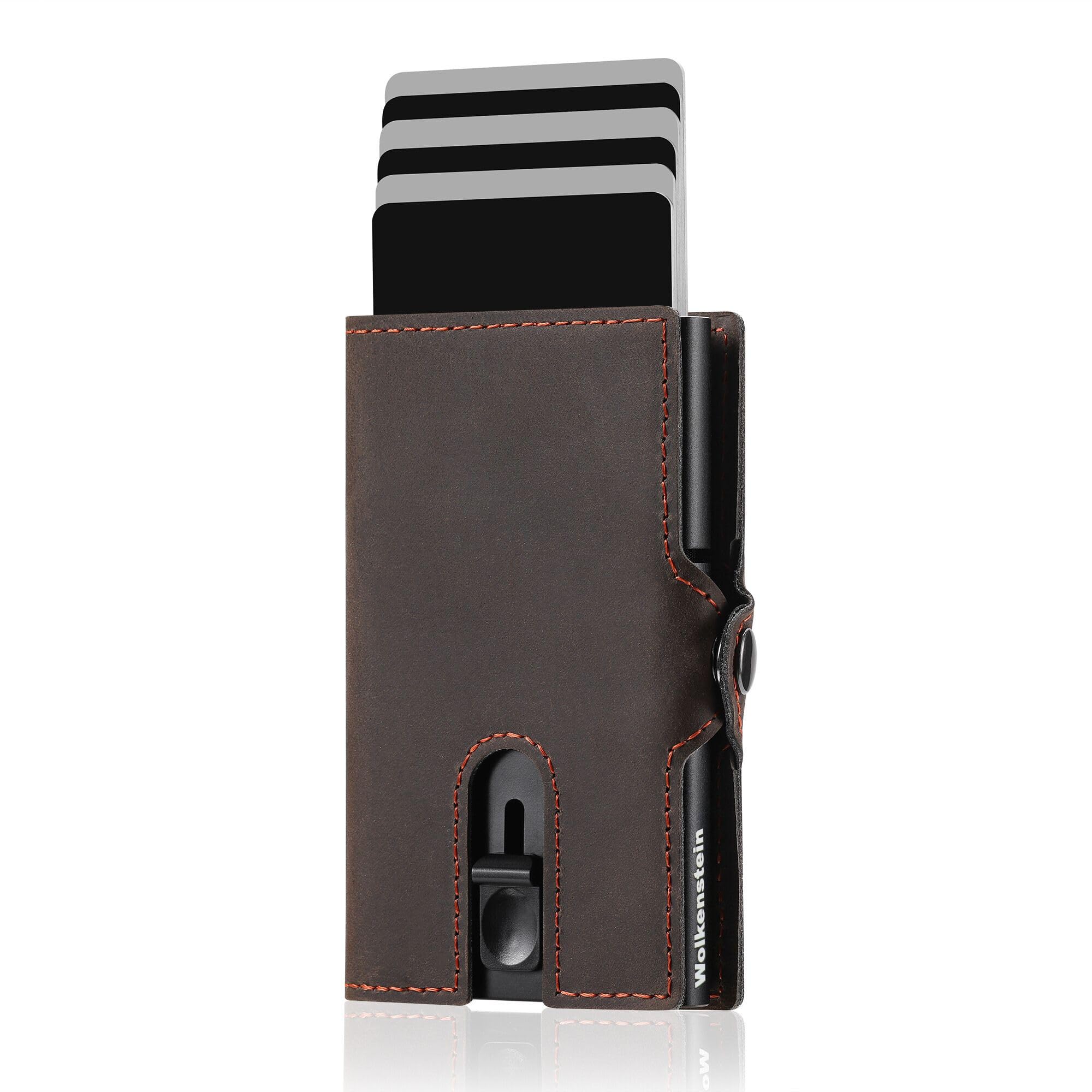 Wolkenbach Kartenetui aus Leder mit Münzfach | Herren Kreditkartenetui Geldklammer | Kreditkarten Etuis | Geldbörse Slim Wallet Portmonee | Echt-Leder Geldbeutel RFID Schutz