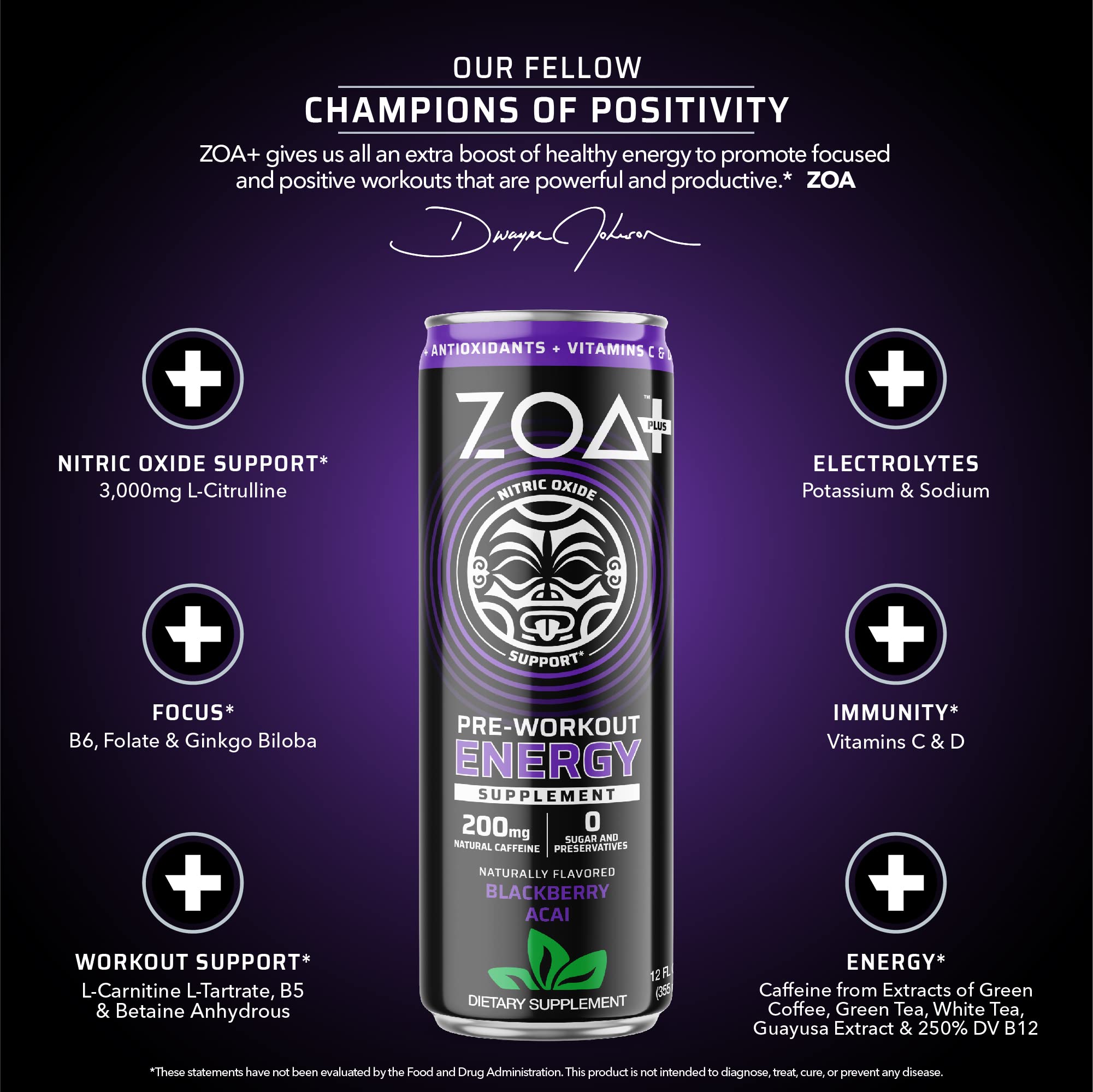 ZOA Plus SugarFree PreWorkout Drink, Ready To Drink
