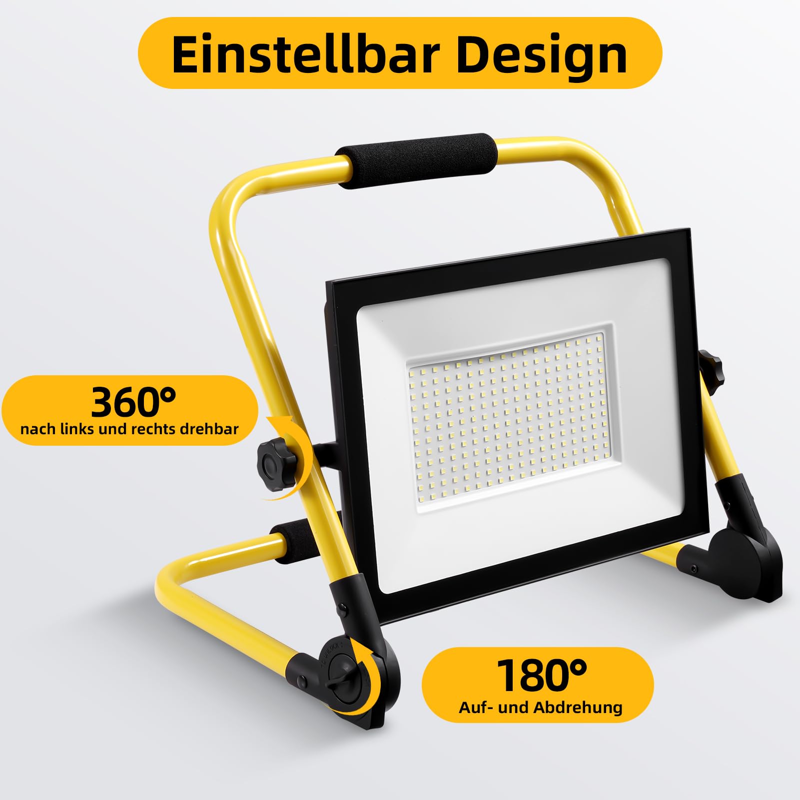 Faretto LED da Cantiere 200W,20000LM 6500K Bianco freddo Faro LED Portatile,Lampada da Lavoro con Spina,IP65 Impermeabile Faretti LED per Edilizia Officina Campeggio Garagefaro led esterno