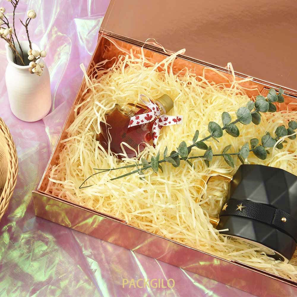 Boîte Cadeau Pliable Or Rose - 20x20x10 Cm, Avec Couvercle, Ruban, Carte, Pour Anniversaire Noël