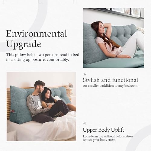 Miniatura 4 de BNCKTRD Almohada triangular de lectura con cuña para cabecero, tamaño individual, perfecta como almohada de apoyo para descansar en cama, almohada