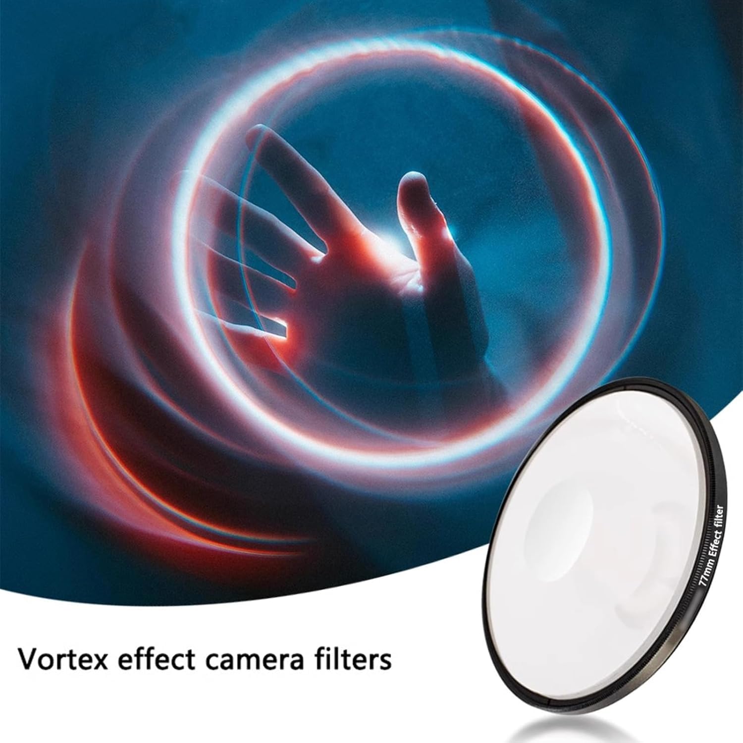 Filtro Effetto Vortice per Fotocamera, Filtro Speciale Ad Effetto Spirale da 77 Mm con Custodia, Filtro Prismatico in Vetro Ottico, Accessorio per Bokeh Fotografico, per Fotocamere Reflex