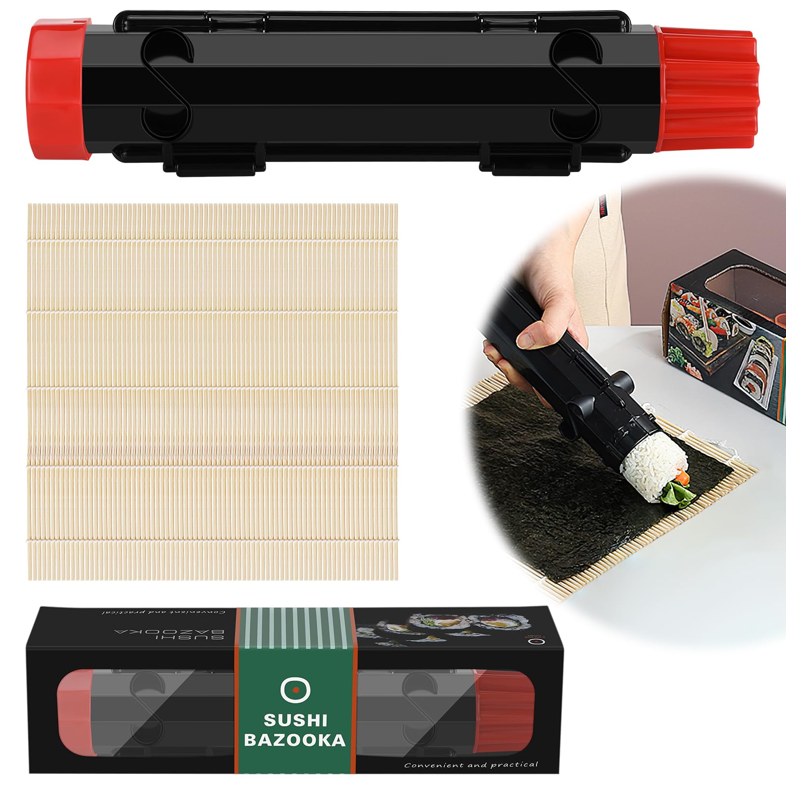Kit Sushi Maker Con Sushi Bazooka - Set Completo Per Sushi Fai Da Te, Include Tappetino In Bambù - Foto 7