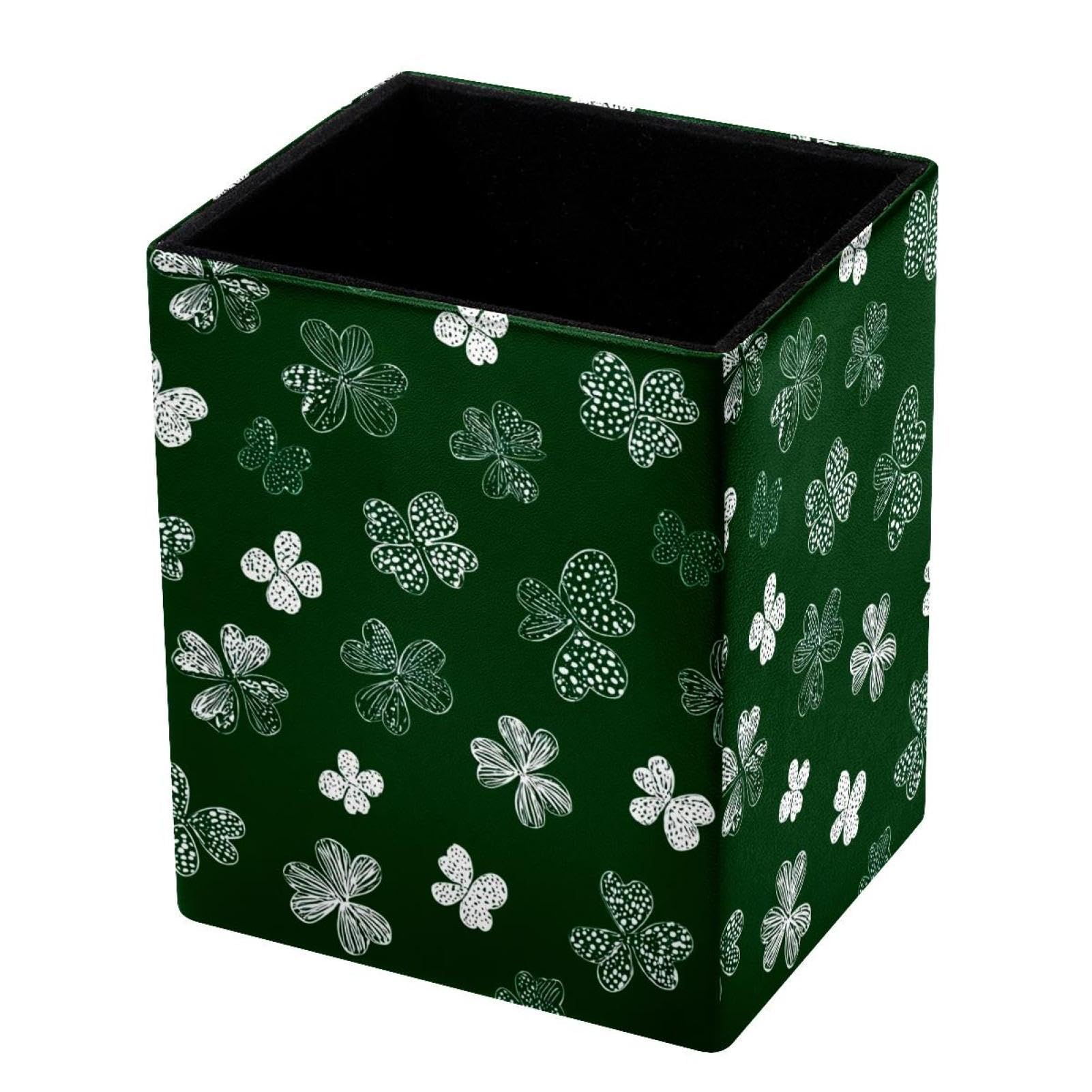 VAPOKF Pencil Holders for Desk, Shamrock Printed Pen Holders Pen Pot Makeup Brushes Storage Desktop Stationery Supplies Organiser for Home Office