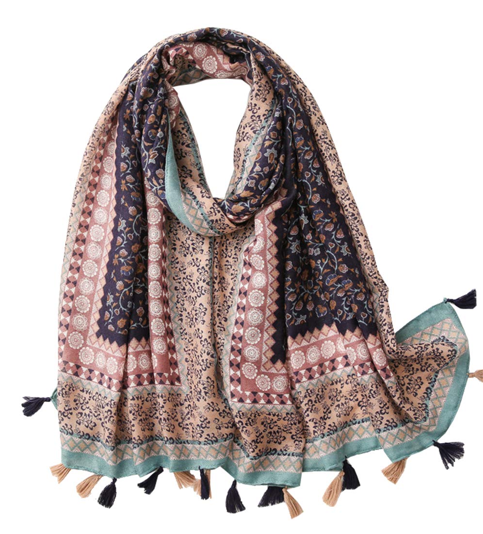 Fairygate Women's Fgyt15227 Scarf For Uk Lightweight Floral Print Shawl Head Wraps Shawl Fringe Paisley Scarfs Scarves 15227