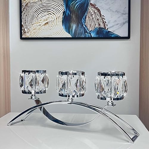 Miniatura 36 de Candelabro votivo de 3 brazos, candelabros de cristal, centros de mesa de boda para mesas, candelabros de cristal, decoración de mesa