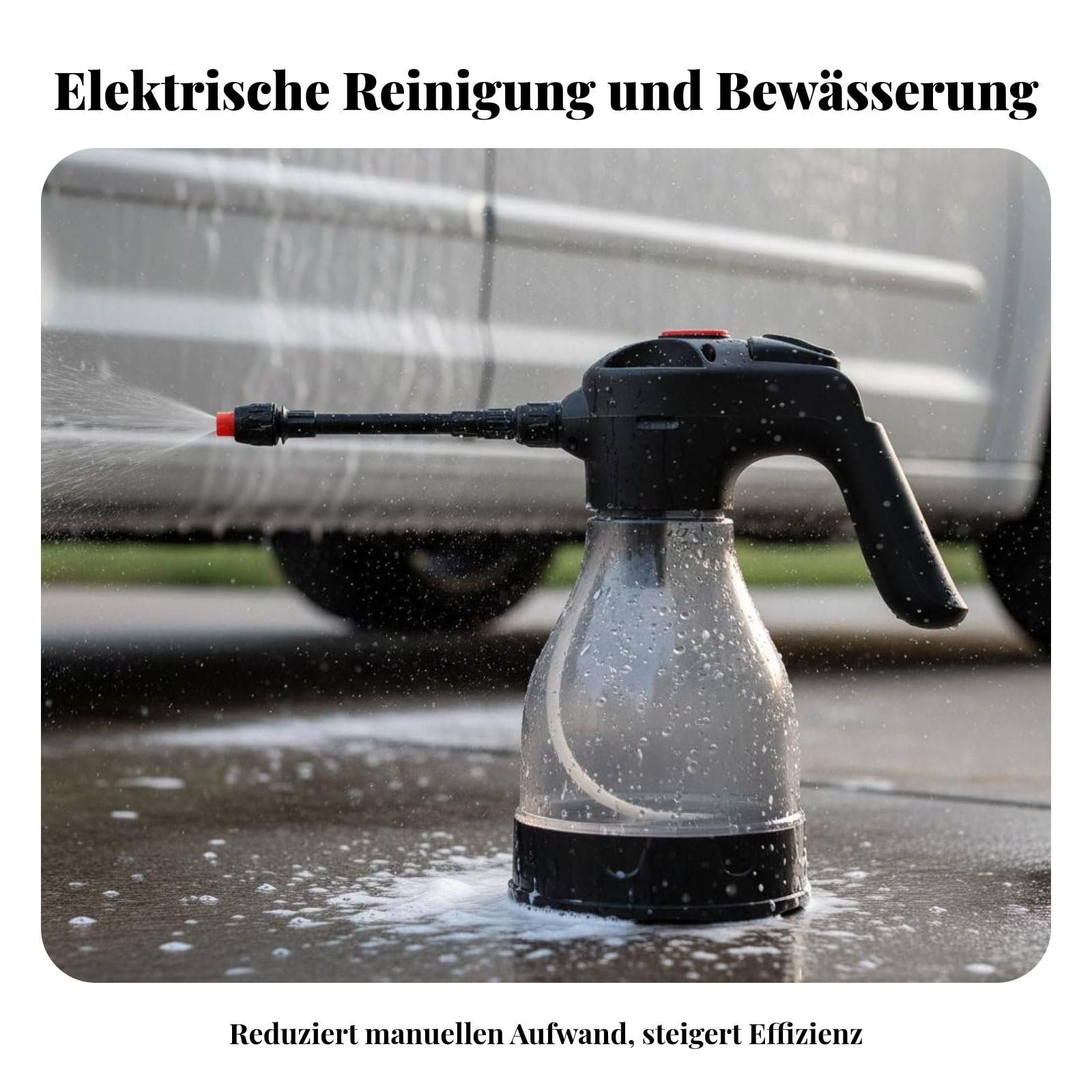 Sharplace Akku Auto Waschschaum Sprüher mit EIN Knopf Bedienung Und Verstellbarer Düse für Effiziente Fahrzeug Reinigung für Autopflege Gartenarbeit Und Haushaltsreinigung, Grau 19C