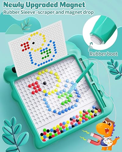 Miniatura 3 de LQYoyz Tablero de dibujo magnético, tablero magnético de dinosaurios con luz LED, juguetes magnéticos educativos preescolares para niños de 3, 4, 5,