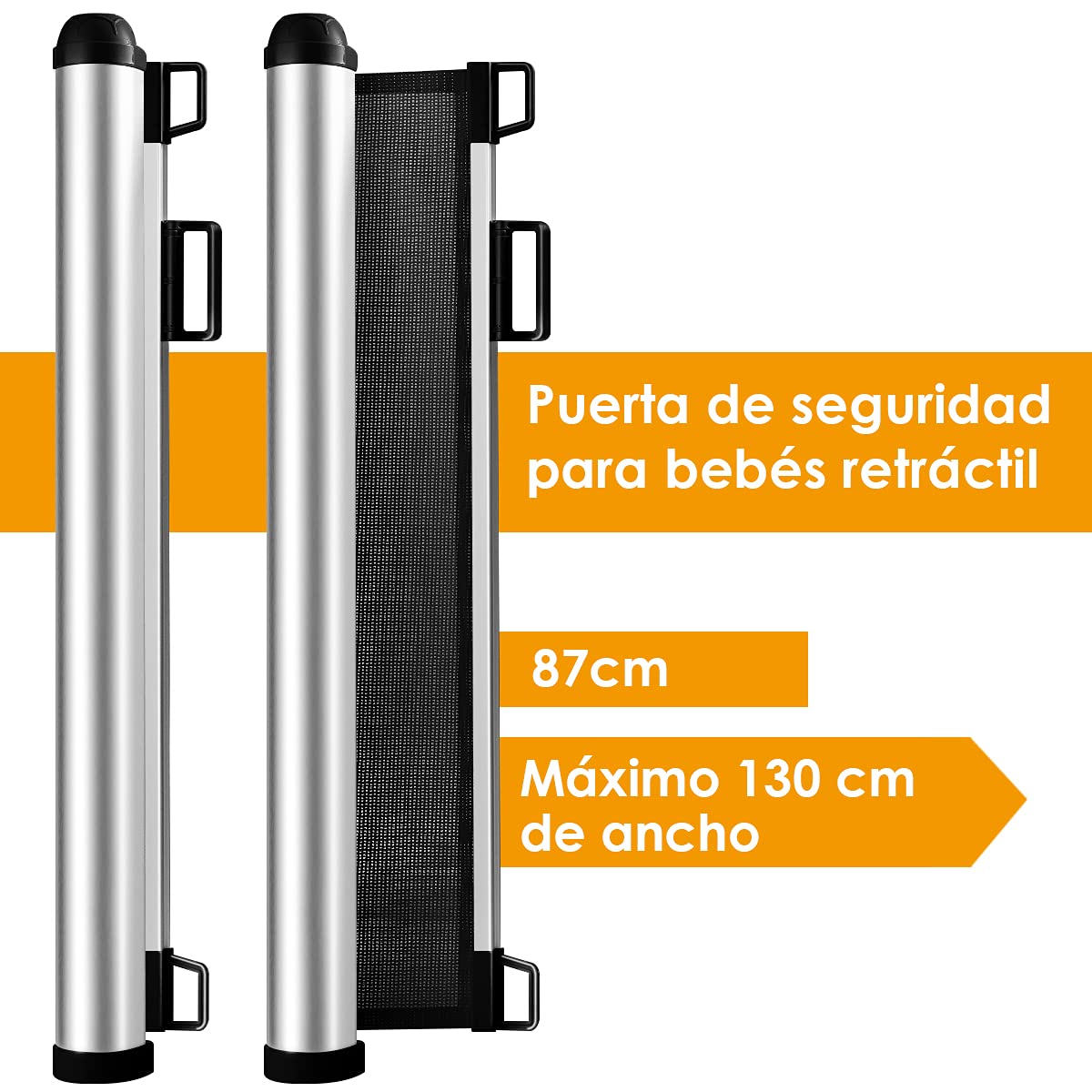 COSTWAY Barrera de Seguridad Extensible Malla para Niños y Mascotas Rejilla de Protección de Puerta y Escalera (Gris Oscuro)