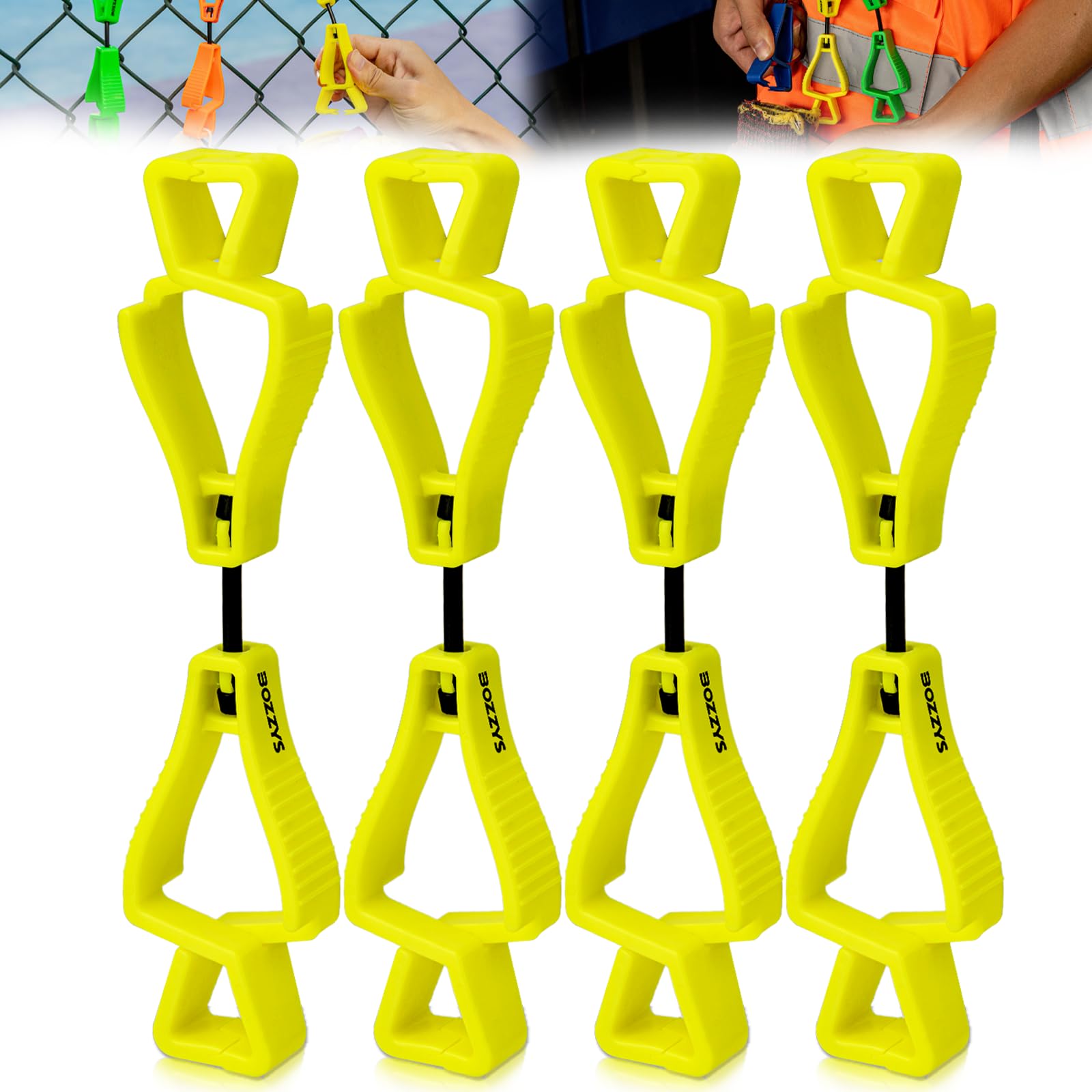 Glove Clips for Work 6-Pack | Z-Shaped Clips for Tool Belts & Hard Hats | Construction Gloves Anti-drop Keeper