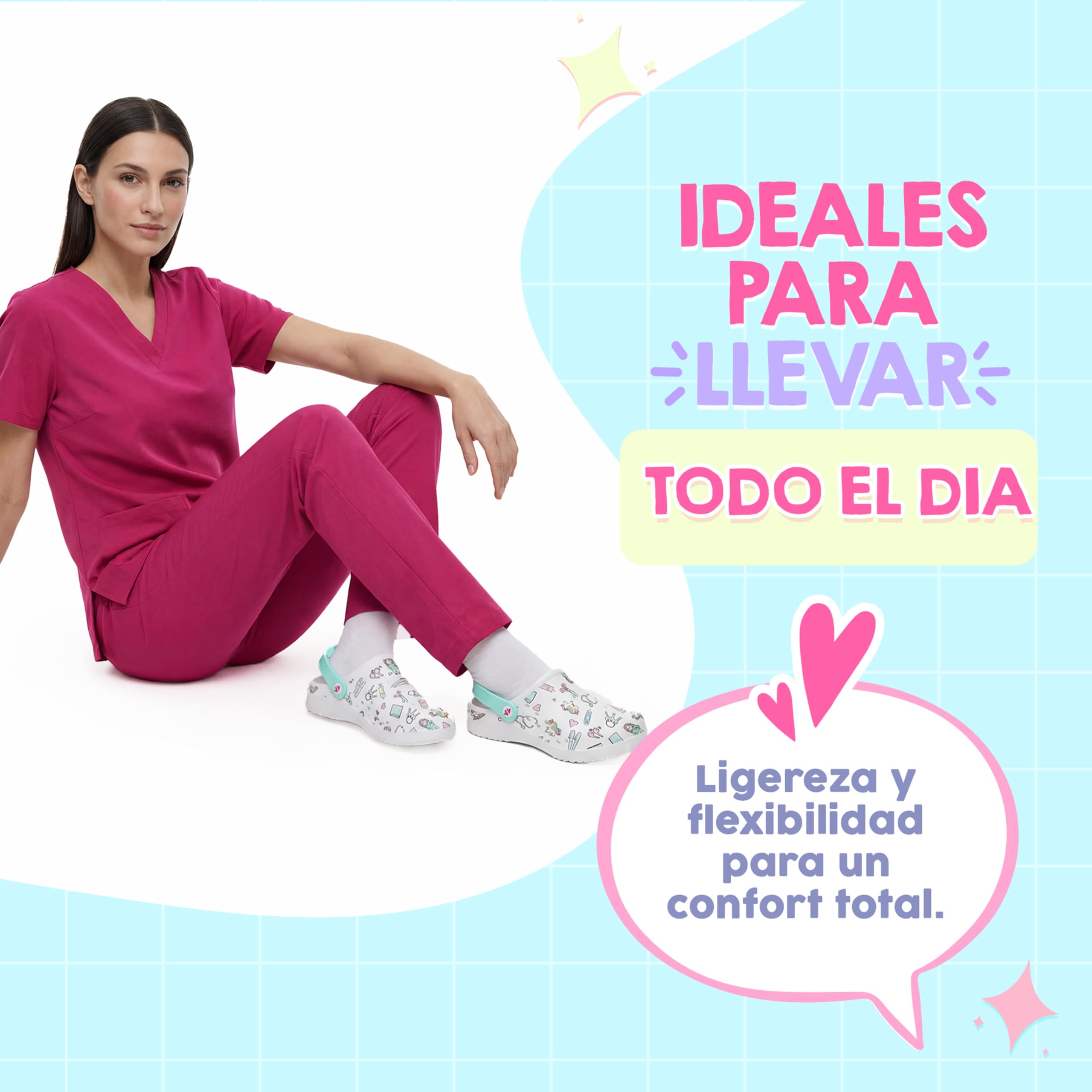 Nurse is Love Zuecos Mujer - Zuecos EVA Ligeros, Calzado Casual de Moda | Regalo Original para Ella | Diseño Divertido