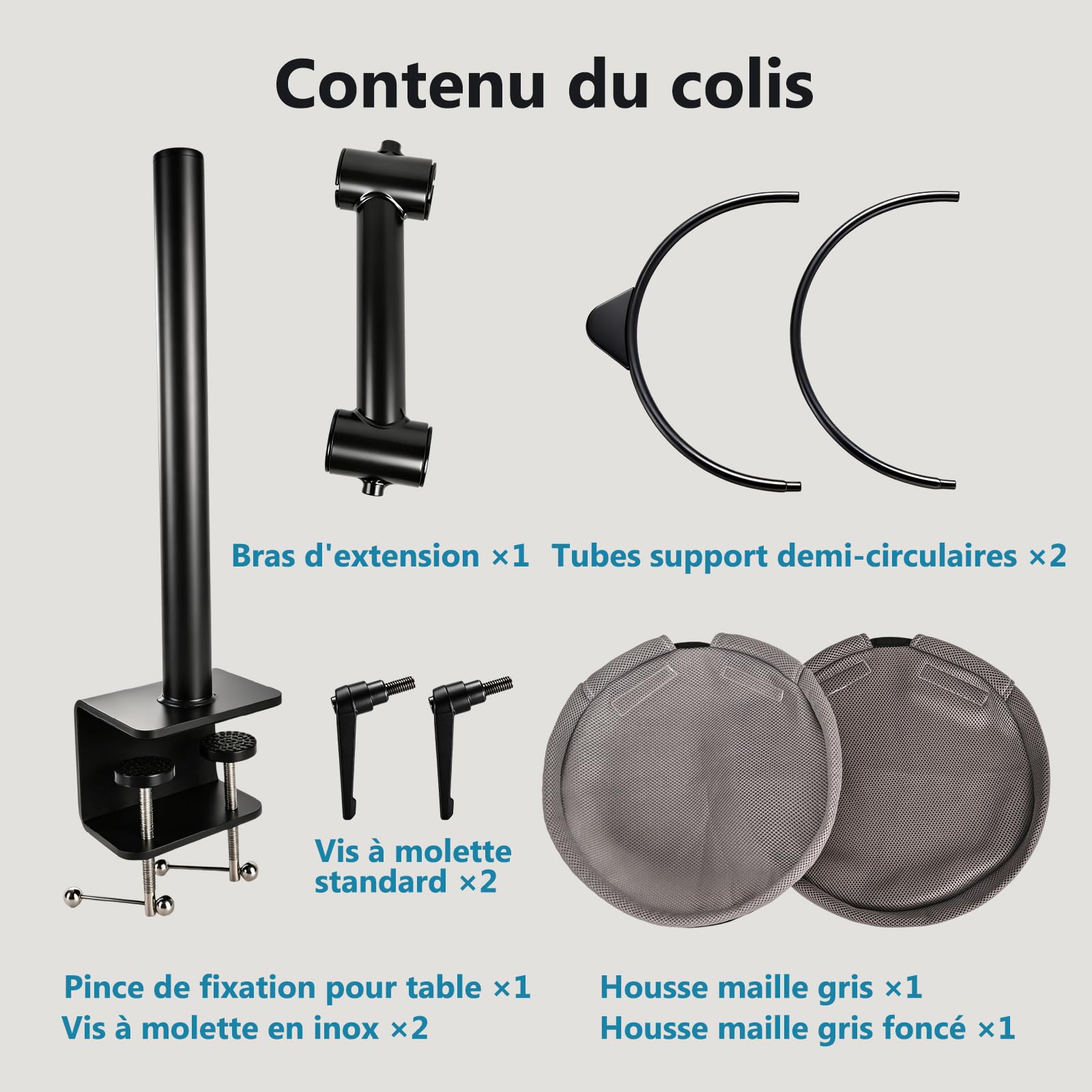 Panier Chat Bureau Réglable en Hauteur | Lit de Bureau pour Chat Rotation de 360° Lit pour Chat avec 2 Housses en Filet Amovibles Hamac pour Bureau Jusqu'à 20KG, Gris
