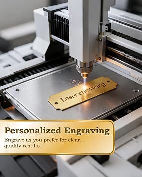 12 Pcs Name Plates, Engraved Name Plates Laser Metal Plate with Adhesive and Screws, Gold Notched Corner Custom Name Plate (1x3 Inch)
