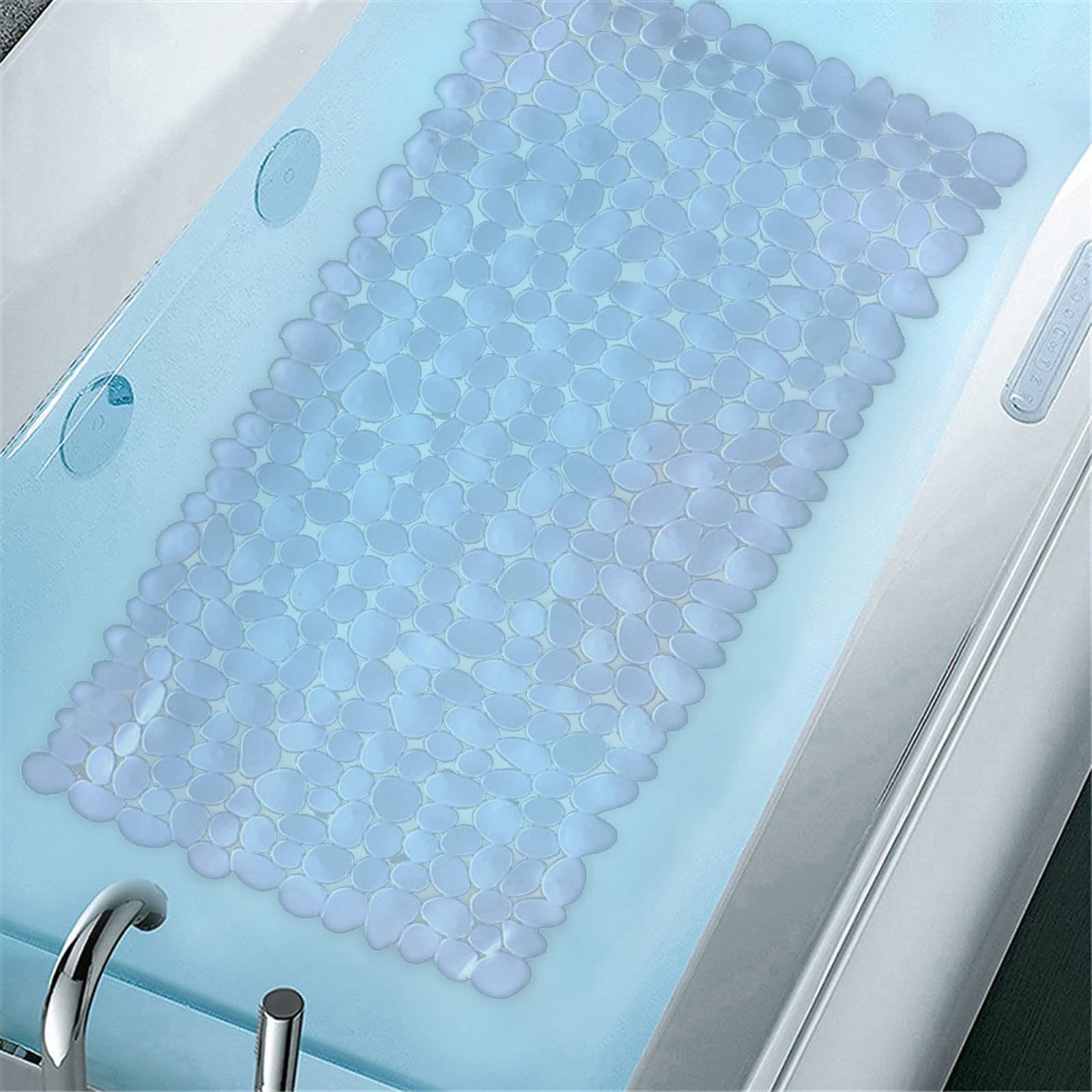 Alfombrilla de baño antideslizante para baño, ducha, baño, almohadilla de PVC con ventosas, alfombrilla antideslizante para bañera (blanco)