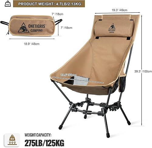 Miniatura 2 de OneTigris Dragonhide - Silla de camping con diseño de almohada, cómoda silla plegable de asiento ampliado, capacidad de 275 libras