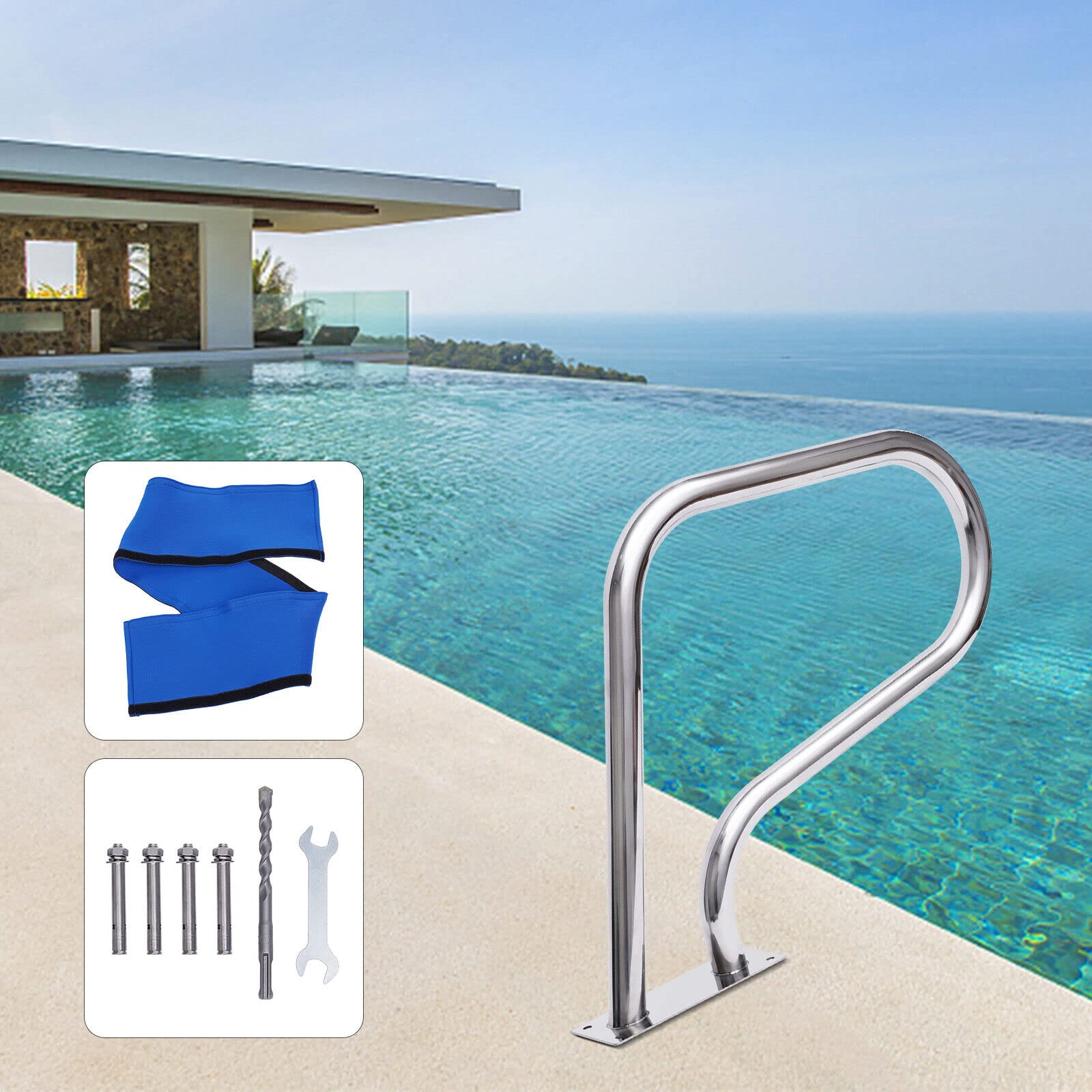 Cubierta Antideslizante Para Pasamanos De Piscina | Neopreno Azul, 300 Cm, Protección Térmica Y Segura