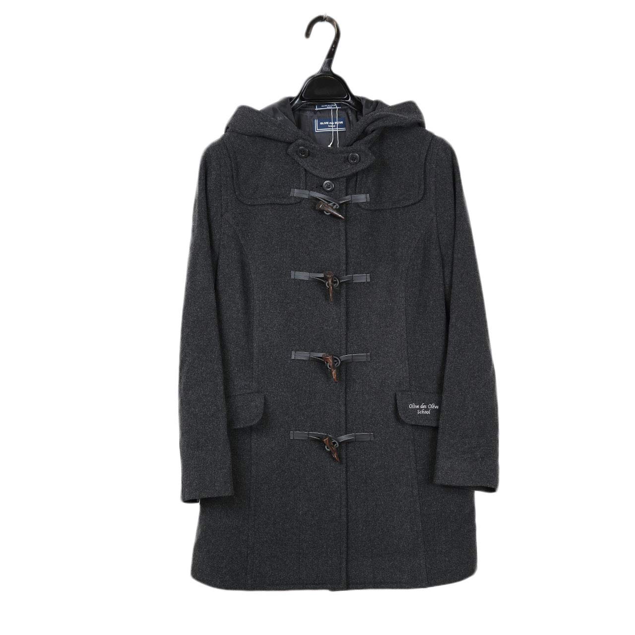 美品】オリーブ・デ・オリーブ　ダークグレー ダッフルコート ウール混レディースＭ 制服メーカーが作る高品質】女子スクールコート｜オリーブデ