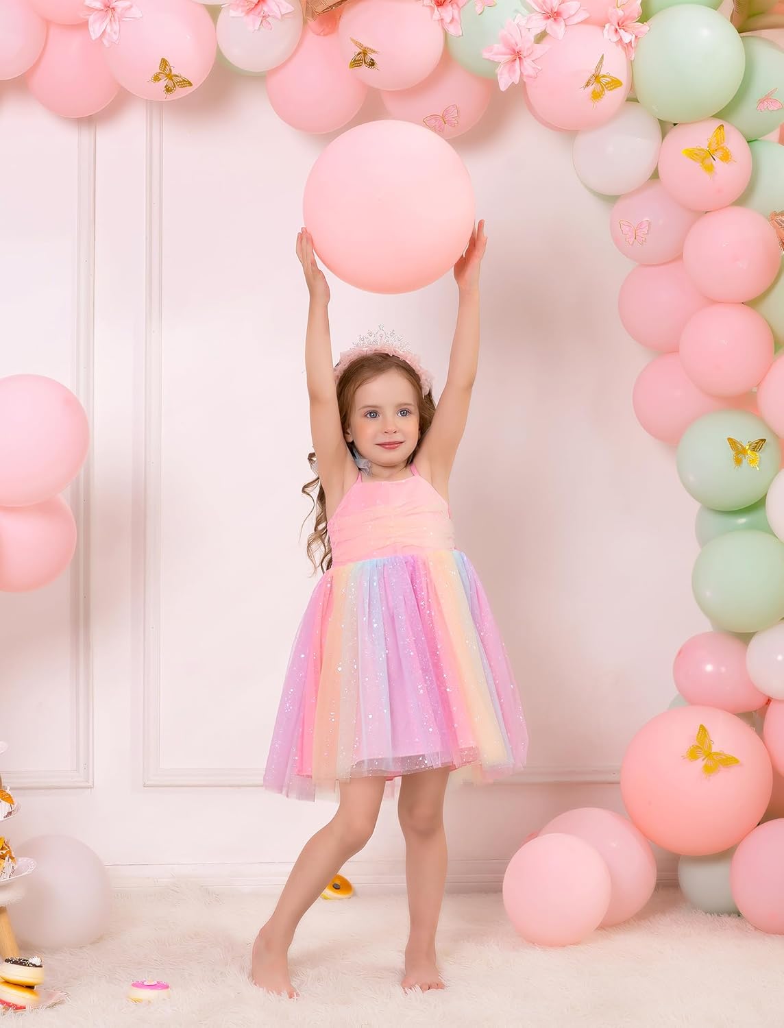 OBEEII Toddler Baby Girl Tutu Dress Spaghetti Straps Tulle Princess Birthday Party Dress Smocked Summer Flower Girl Dresses - Image 4