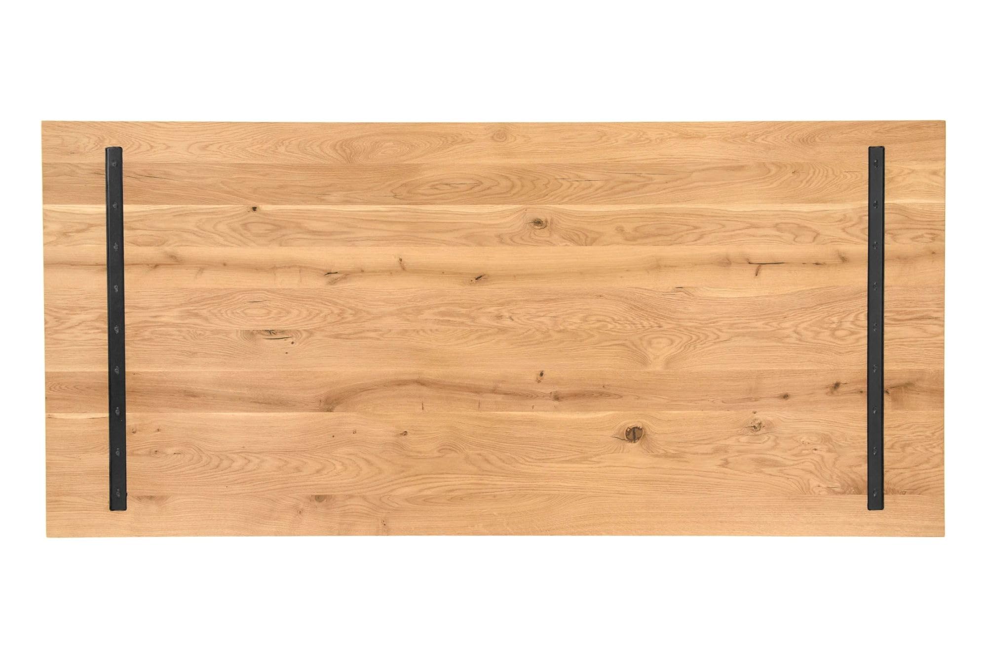 Massivholztisch Eiche 220x100 cm mit Baumkante – Esszimmertisch mit 4 cm Tischplatte & X-Gestell aus Metall – moderner Esstisch, handgefertigt, Natürlich geölt