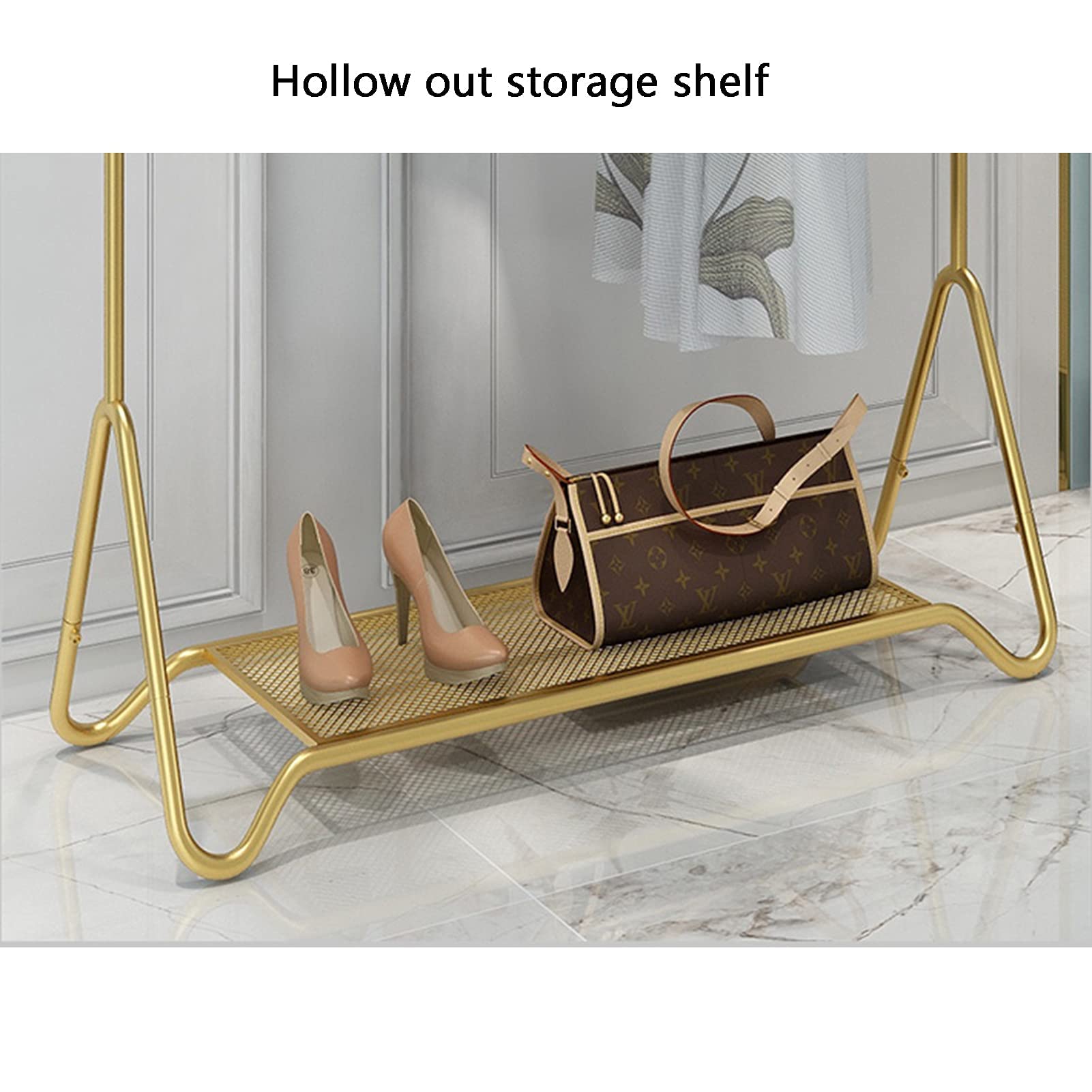 Kleiderständer Wäscheständer Nordic Fashion Metall Kleiderständer Freistehend Einzelstange Schlafzimmer Kleiderständer Mit Ablage Für Boxen Schuhe,3 Größen (Größe:100x40x150CM,Farbe:Gold)