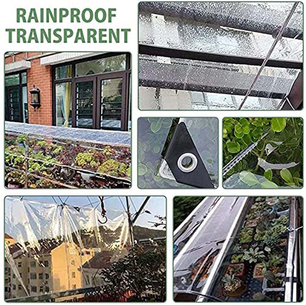 4m x 5m Transparent PVC Plane Gewebeplane Abdeckplane Wasserdicht Schwerlast Wetterresistent Draussen Klar Wasserdicht Vorhang Mit Tülle Gartenmöbel Abdeckungen