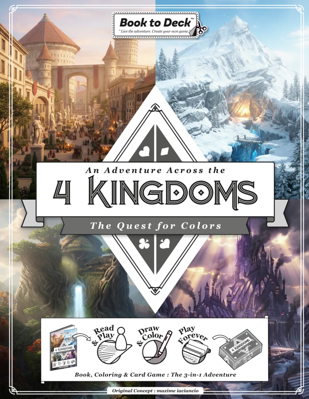 An Adventure Across the 4 Kingdoms - The Quest for Colors: A 3-in-1 Interactive Gamebook: Pick Your Path Adventure, Fantasy Coloring, and Cut-Out Card Game | Heroic Fantasy for Teens & Adults
