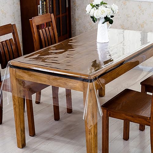 Miniatura 2 de ZYFA Mantel protector de mesa de PVC transparente para escritorio, mantel de plástico transparente, protector de escritorio, tamaño múltiple de