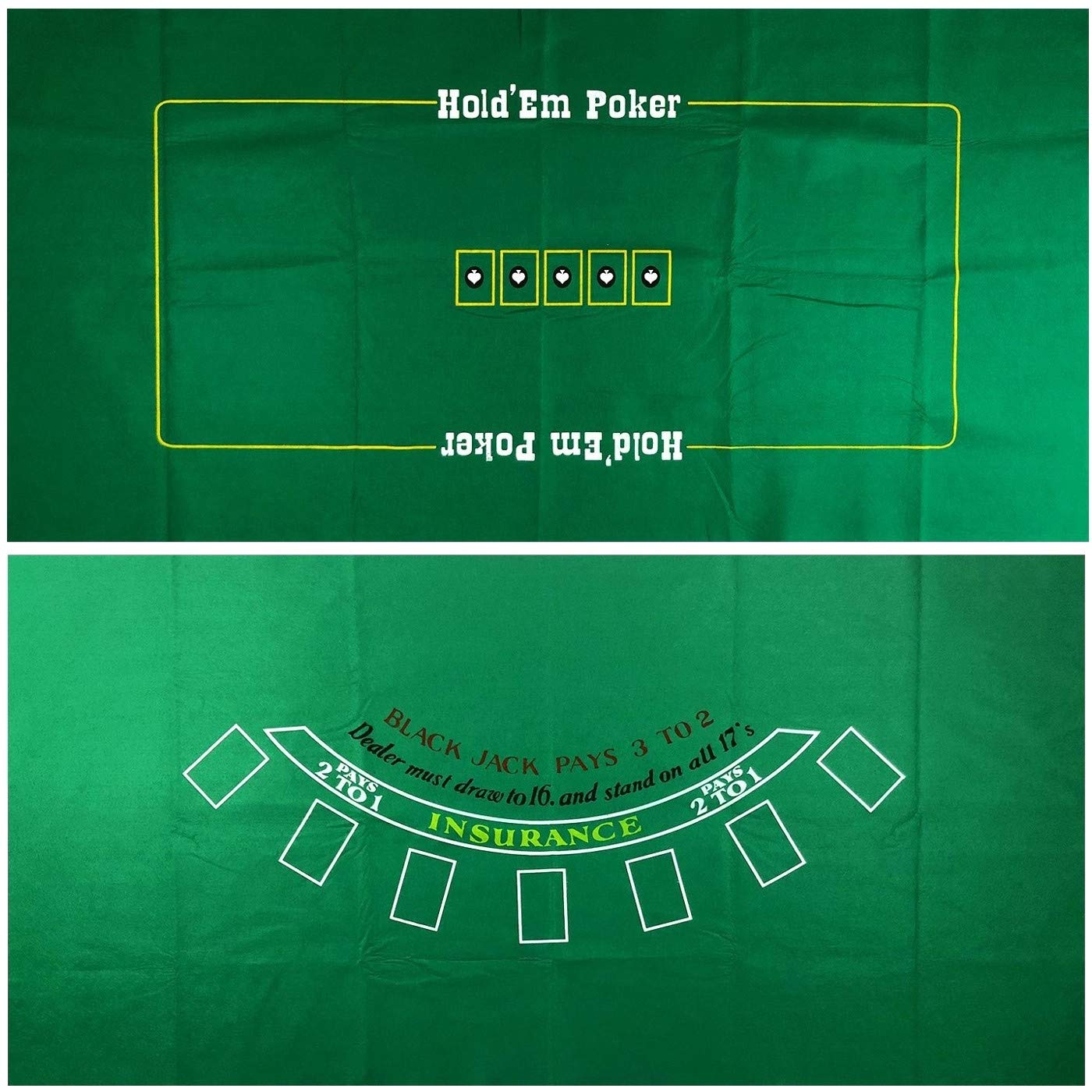 Cyber-Deals Blackjack & Texas Holdââ‚¬â„¢em Poker 2-Sided Premium Felt Layout 90cm x 180cm