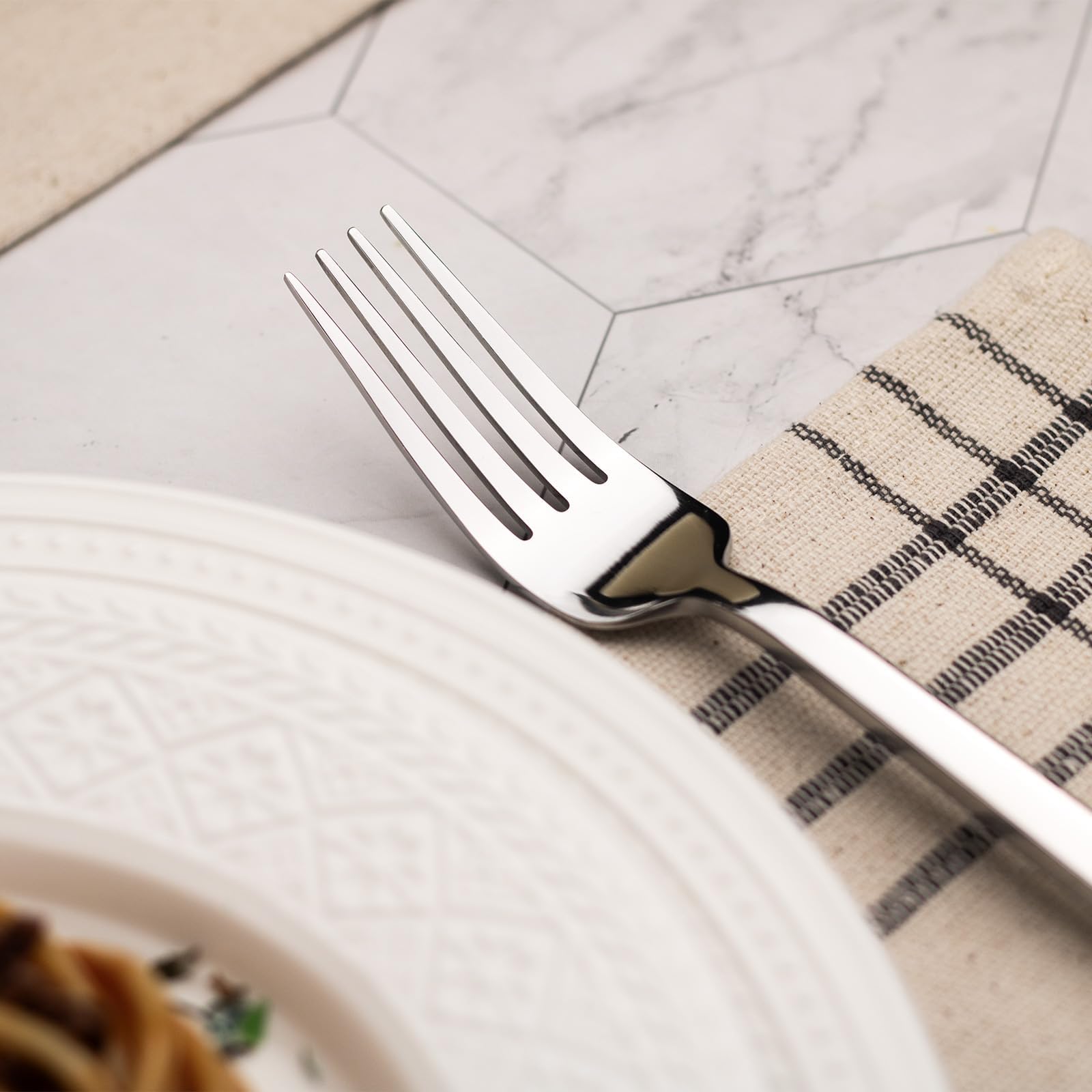 Alata Cube 12-Piece 8.1 Inches Forged Stainless Steel Dinner Forks, Mirror Finish, Dishwasher Safe — Amazon image 4