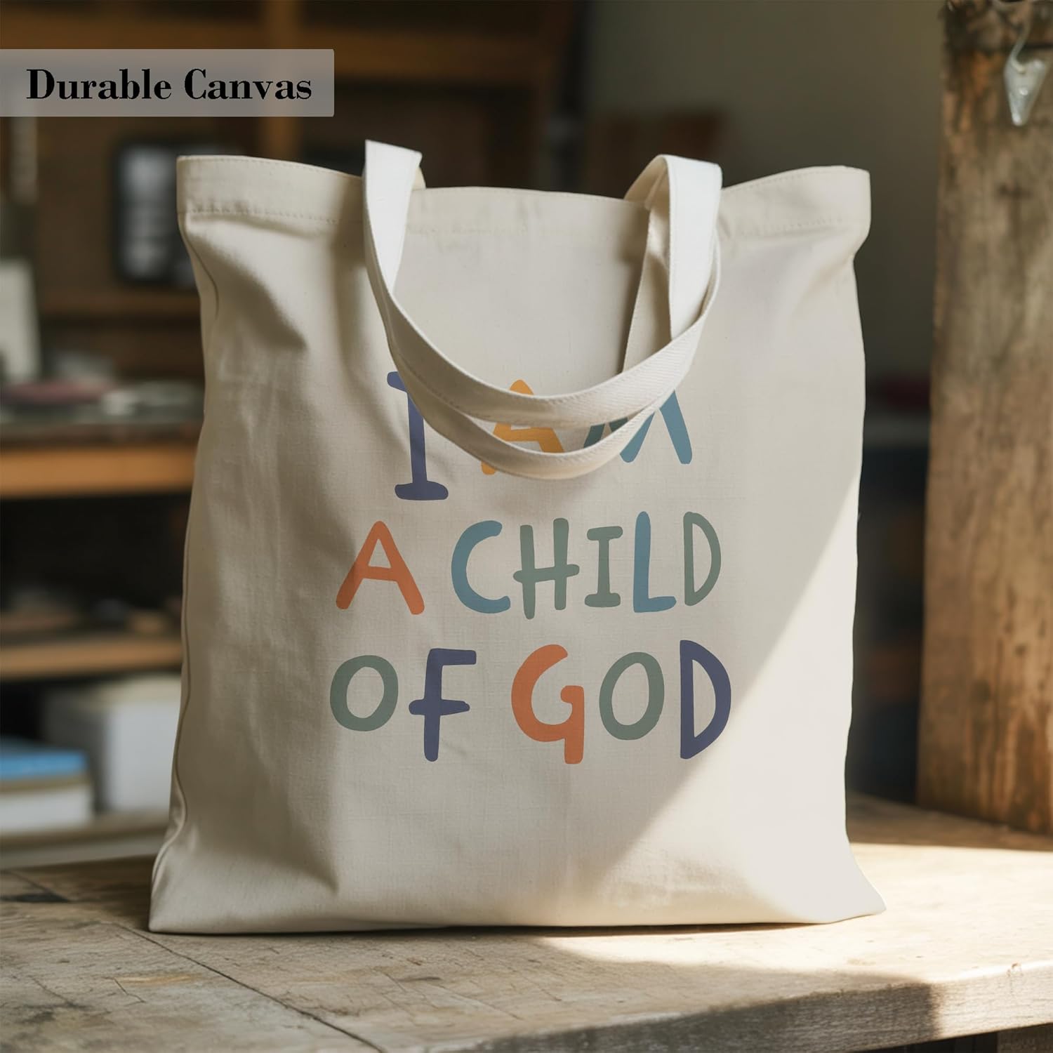 Christian Tote Bag for Women, Church Bible Canvas Bag with Inner Pocket for Churchgoers - Image 3