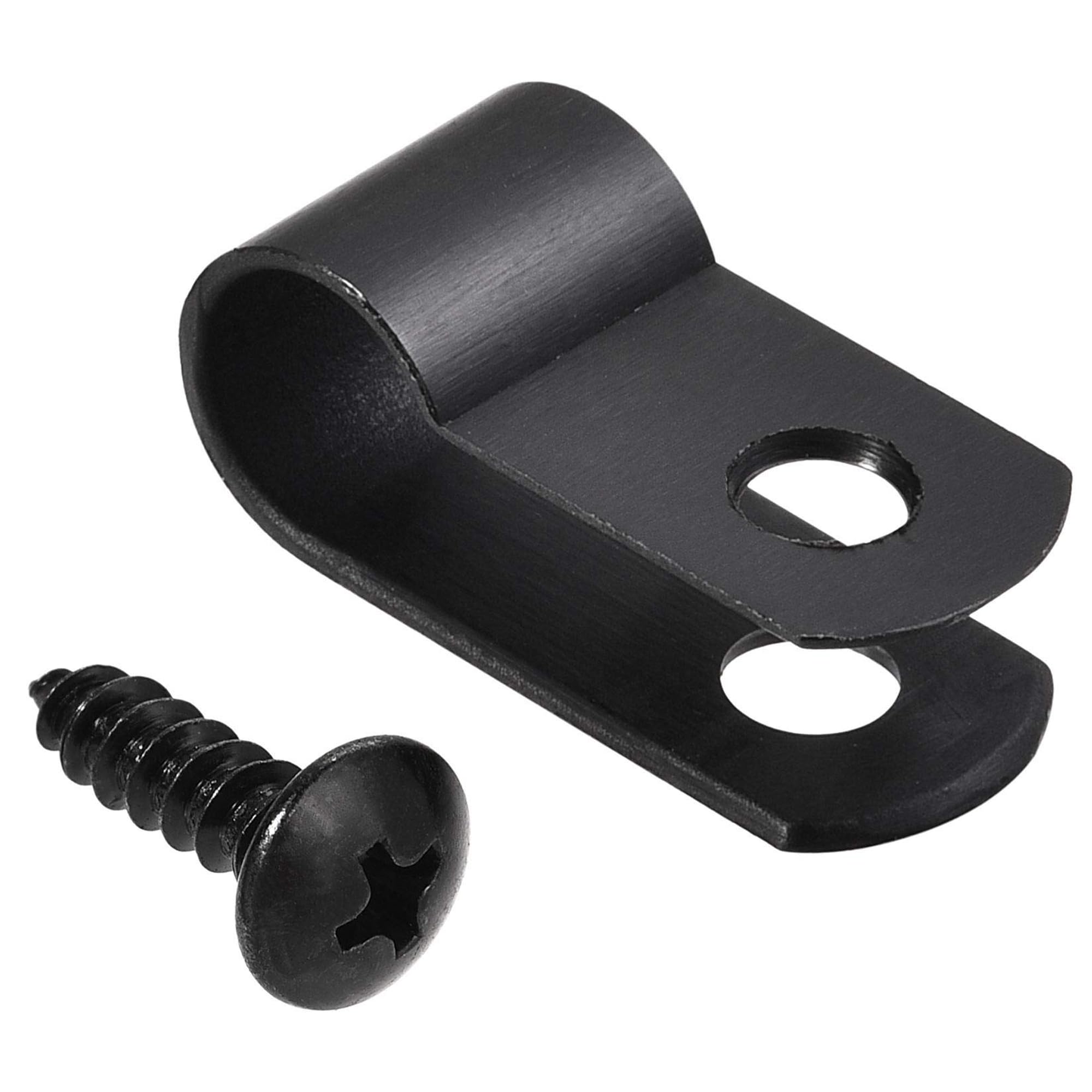 TOP-VIGOR 50Pcs Nylon R-Type Cable Clamp Clips, 8.4mm Plastic Cable Clamp Assortment Kit Fastener, Plastic Wire Clamp Clips for Electrical Cable Wire Conduit Cable Management, Black