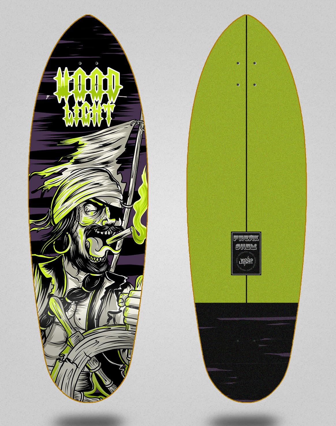 Wood Light Monopatin Skateboard Surfskate Deck Tabla - Freak Show Pirate 32,5 Deep