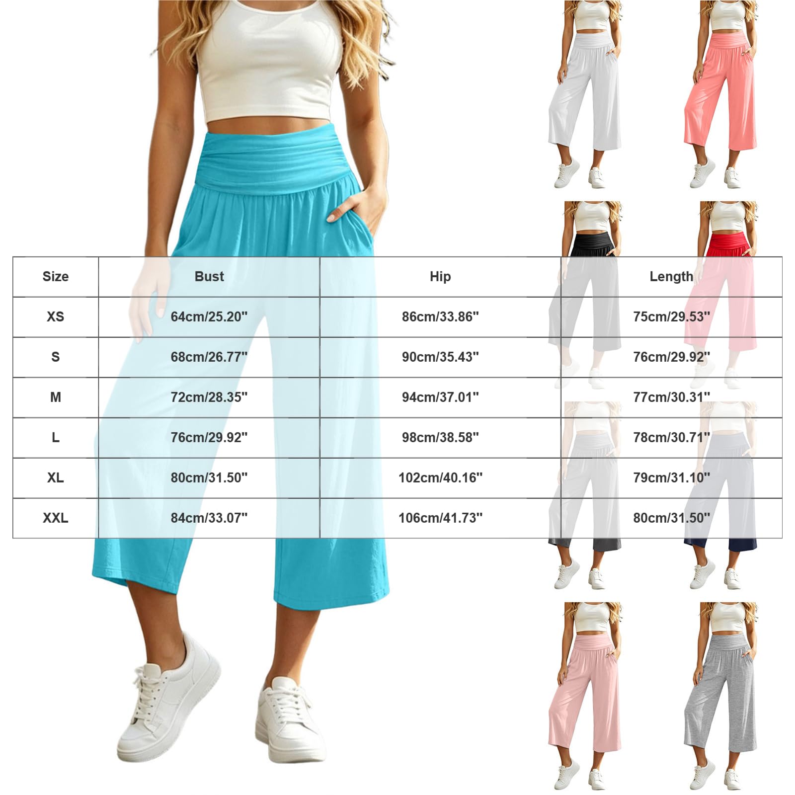 Donna Pantaloni Estivi 3/4 Lunghezza Capri Sportivi Comodi Con Elastico Vita Modelli Moderni Pantaloni Jogging Pinocchietto Morbidi Confortevoli Utilizzo Domestico Casual Giornaliera Abbigliamento