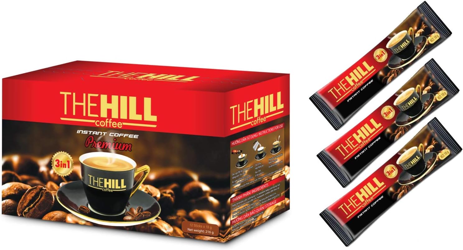 The Hill 3 in 1 Coffee. Best Instant Coffee Packets with Creamer and Sugar. Aromatic Vietnamese Coffee with Coffee Creamer Powder. Original Flavor. 1 Box of 12 Coffee with Creamer Packets