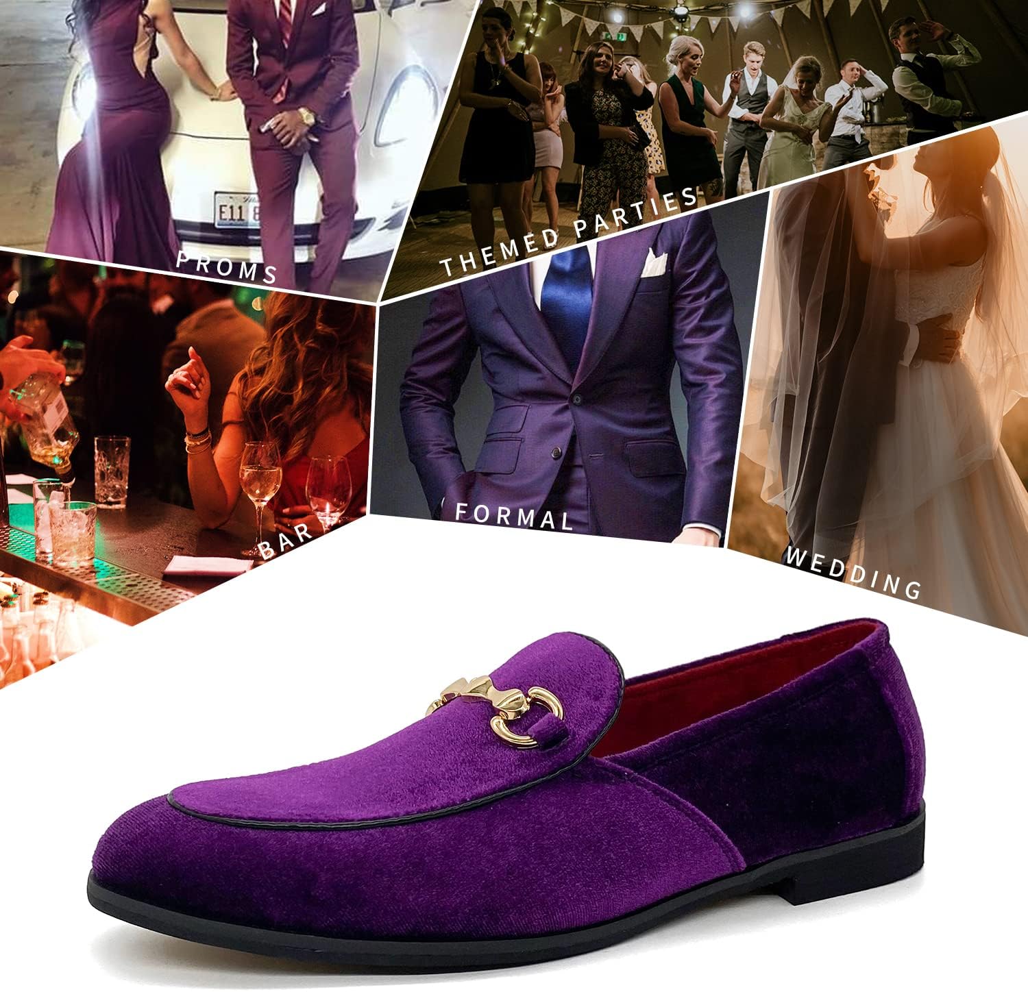 MHB Men's Multiple Colors Velvet Loafer Slip-on Tuxedo Dress Shoes Glitter Suede Smoking Slipper - Image 3