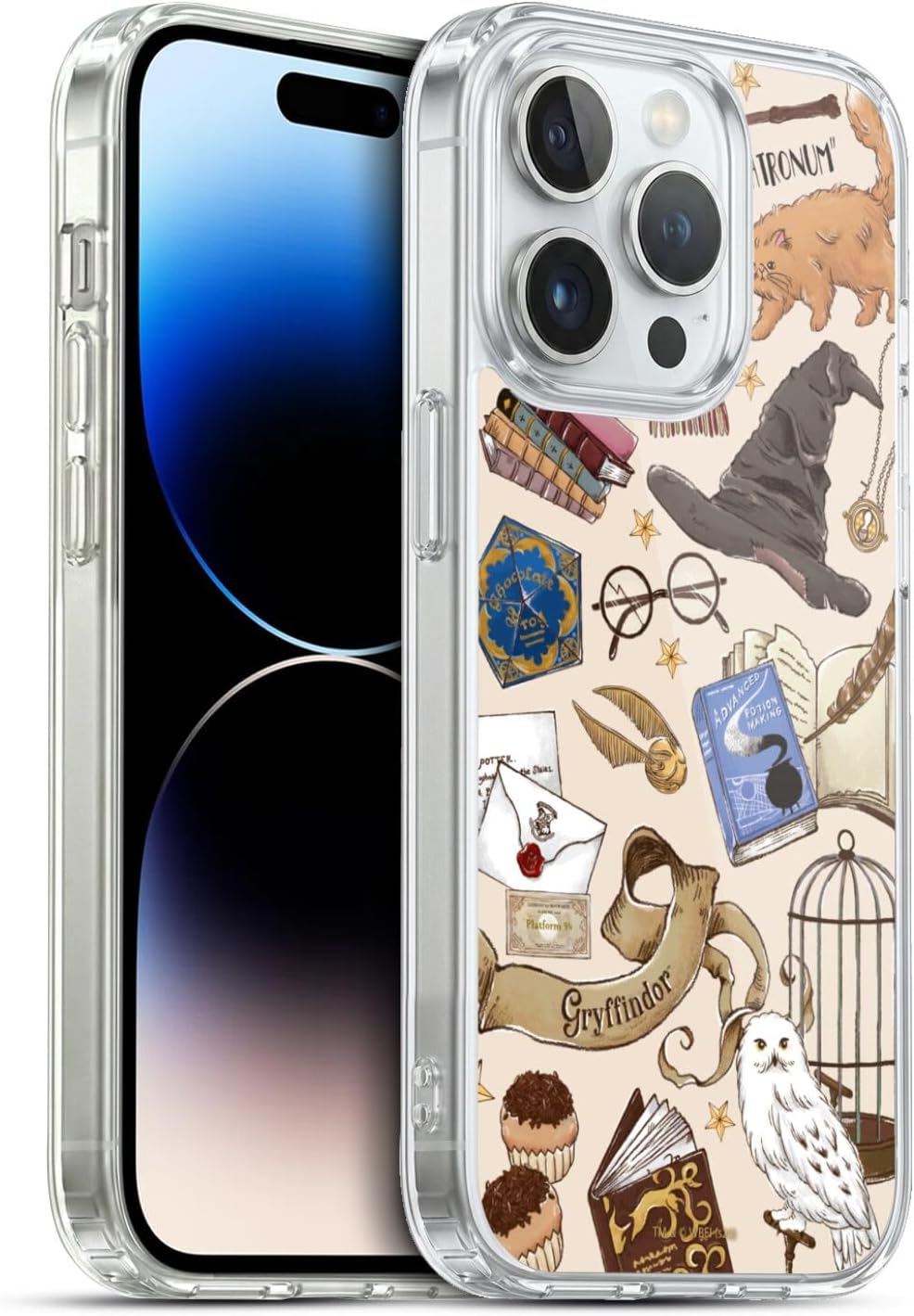Head Case Designs Officially Licensed Harry Potter Hogwarts Pattern Deathly Hallows XXXVII Soft Gel Case Compatible with Apple iPhone 13 Pro