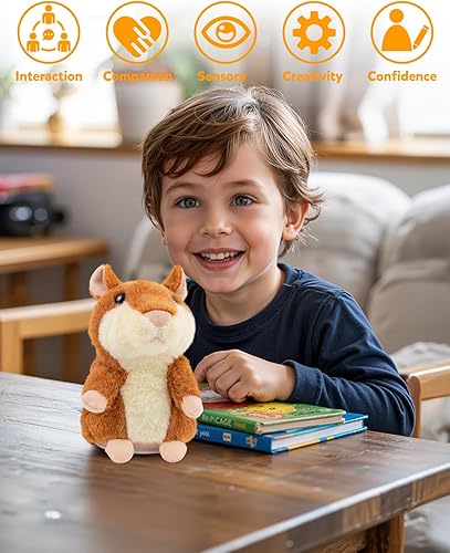 Miniatura 4 de Hámster parlante de peluche que repite lo que dices de Halobang regalo para niños Brown, Gris