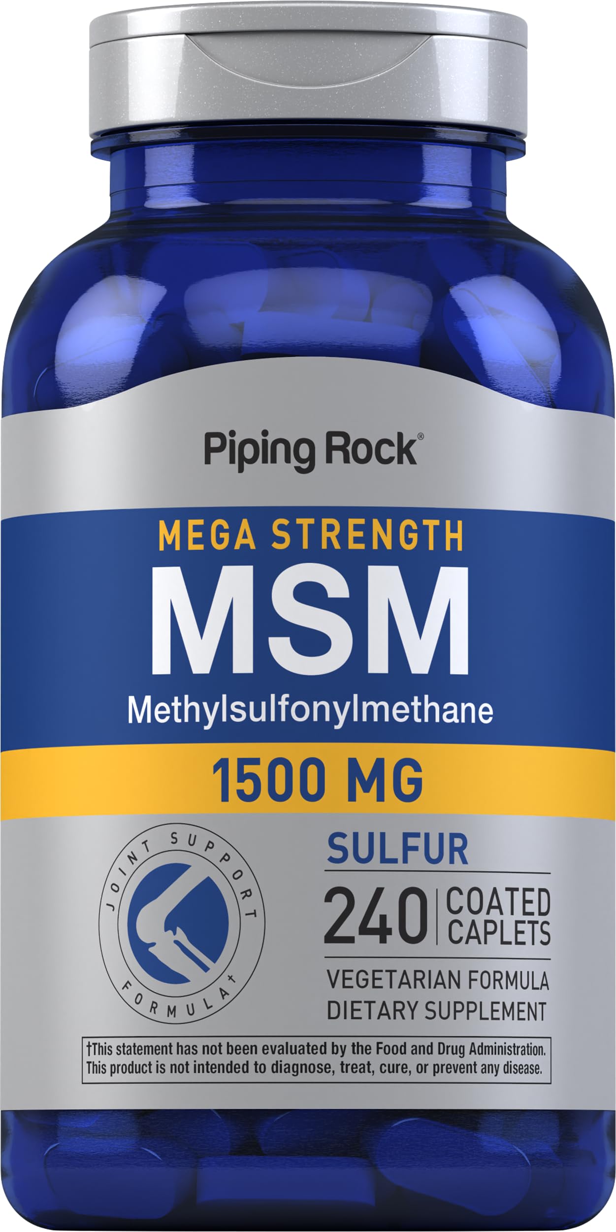 Piping Rock MSM Supplement | 1500 mg | 240 Coated Caplets