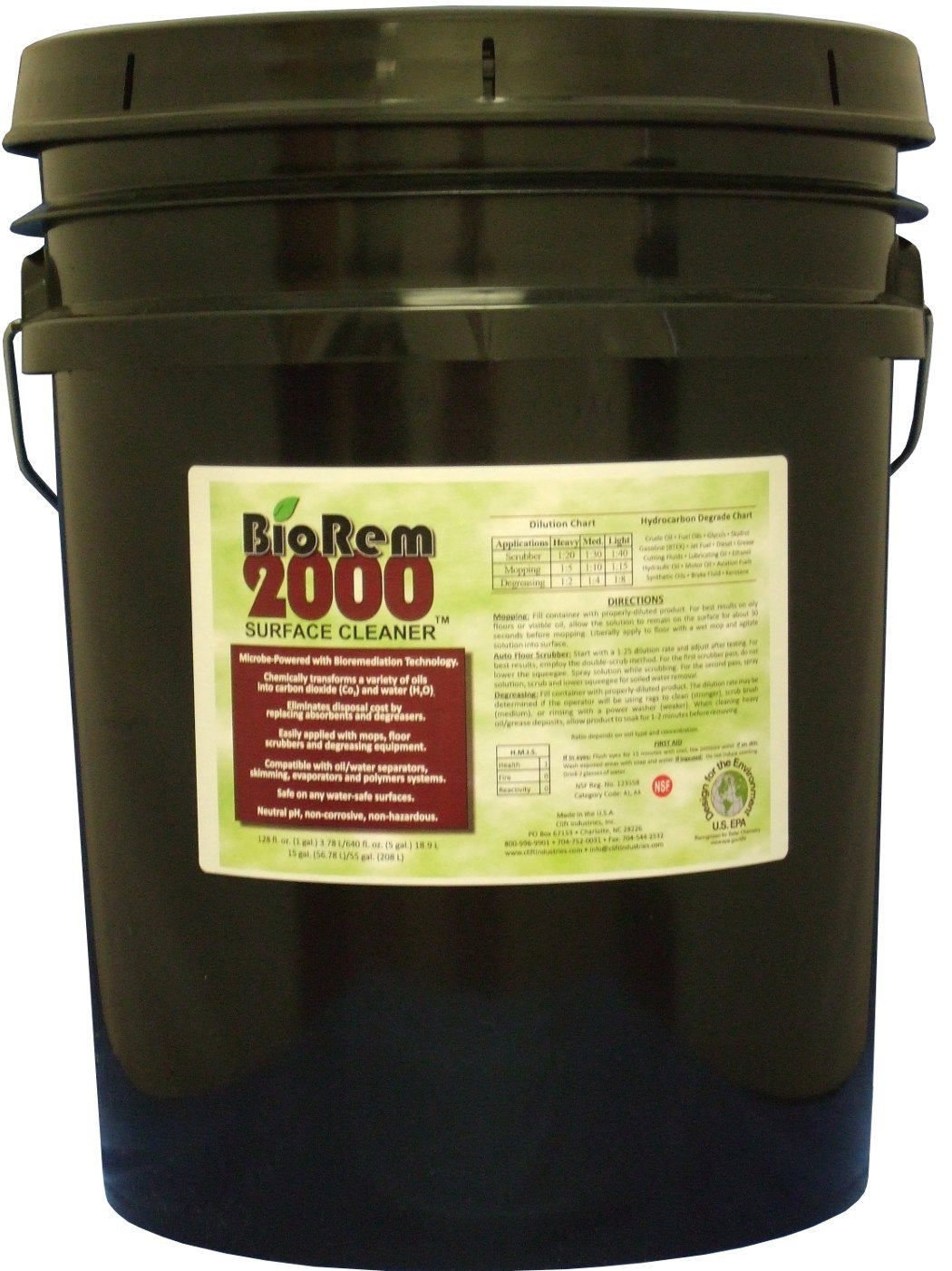 Clift Industries 8008-005 BioRem-2000 Surface Cleaner, 5-Gallon Bucket